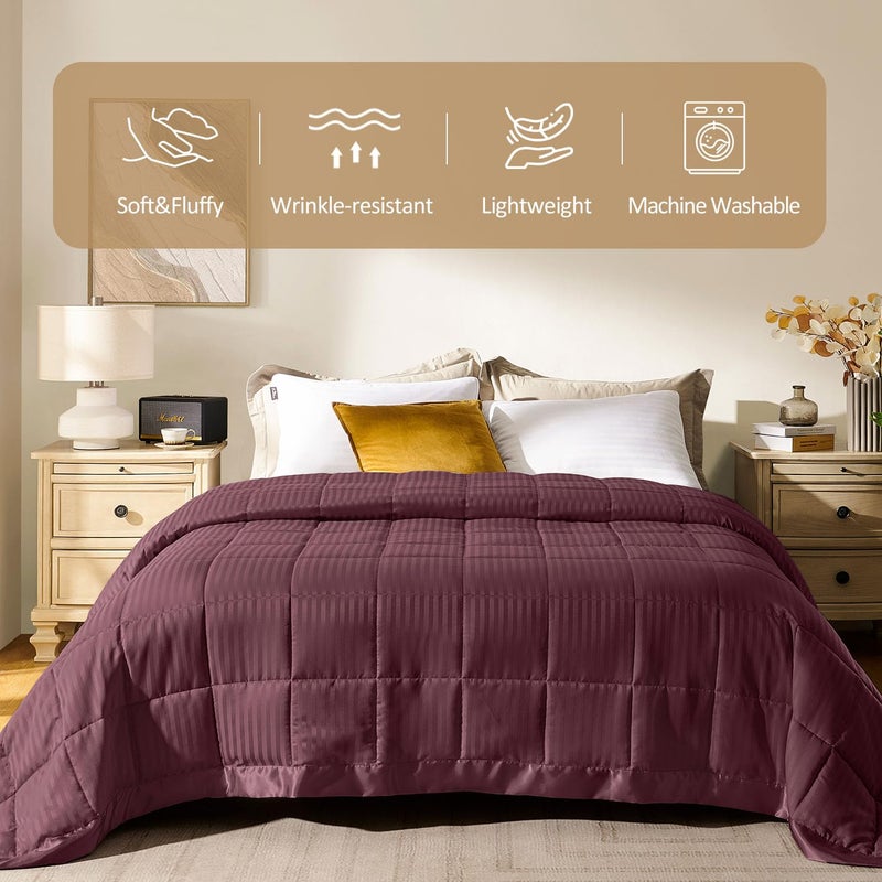 downluxe King Size Blanket with Satin Trim, Lightweight Down Alternative King Blanket for All Season, Machine Washable (Maroon, 108 x 90 Inch) - Image 2